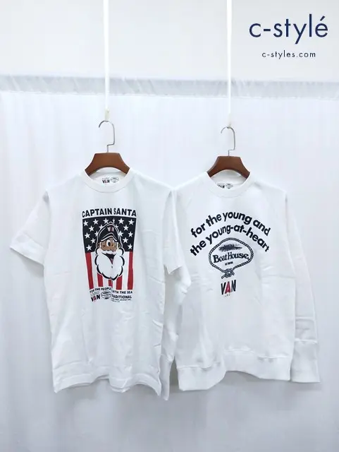 VAN JAC ヴァンヂャケット トレーナー ホワイト + Tシャツ 3 ホワイト Captain Santa キャプテンサンタ