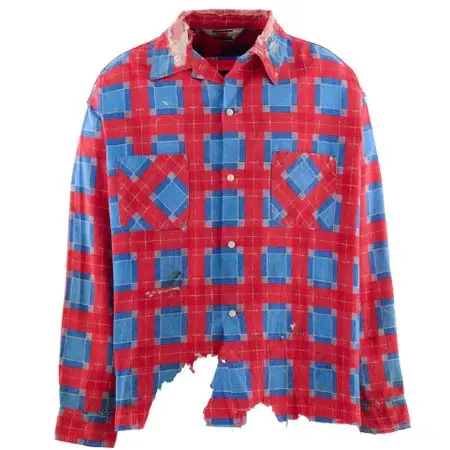 セントマイケル(SAINT Mxxxxxx) PRINT CHECK SHIRT / BLU/RED
