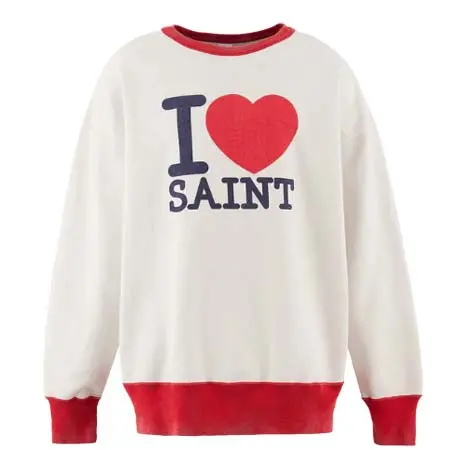 セントマイケル(SAINT Mxxxxxx) CRW NECK SWT/I LOVE SAINT / WHT
