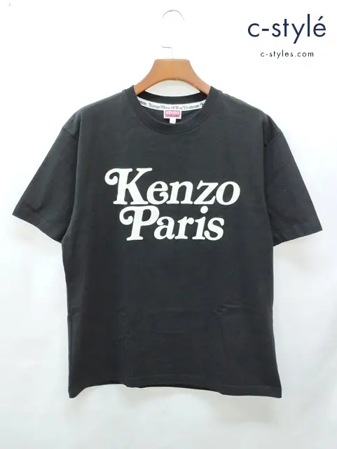 KENZO PARIS ケンゾー フロッキープリント ロゴTシャツ M ブラック FE55TS1914SY