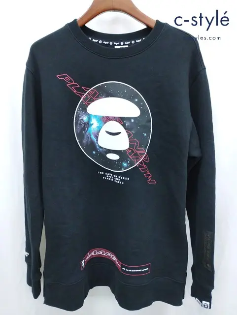 Aape by A BATHING APE エーエイプバイアベイシングエイプ プリントスウェットシャツ XL ブラック