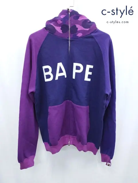 A BATHING APE アベイシングエイプ フルジップパーカー L パープル カモ