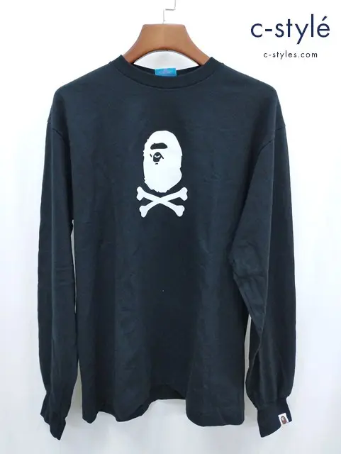 A BATHING APE アベイシングエイプ クロスボーンロゴ ロングスリーブTシャツ L ブラック
