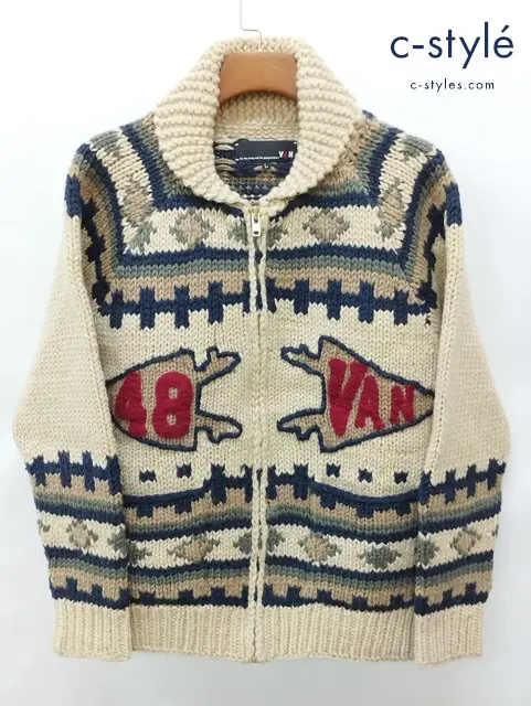 VAN JAC ヴァンヂャケット カウチンニット L ベージュ系 PW-68528