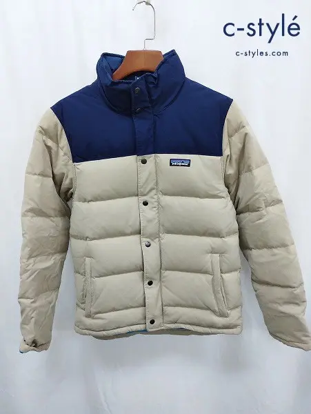 Patagonia パタゴニア ダウンジャケット XS ベージュ×ネイビー BIVY DOWN JACKET 28321FA14