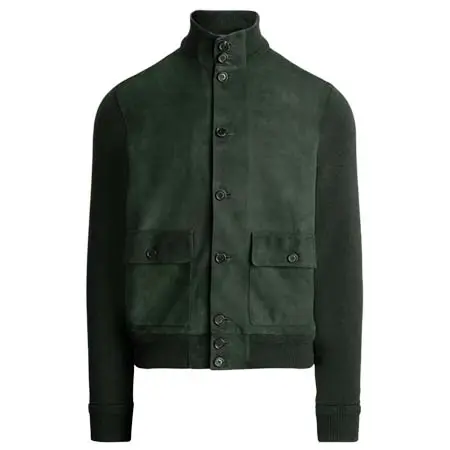 ラルフローレン(RALPH LAUREN) Purple Label スエードフロント カシミヤ カーディガン [644646]