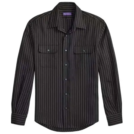 ラルフローレン(RALPH LAUREN) Purple Label ピンストライプ ウールリネン シャツ [100090875]