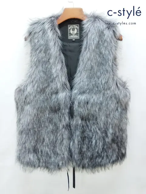 SKULL FLIGHT スカルフライト ファーベスト 40 グレー系 FOX FUR VEST FSV20-003 日本製