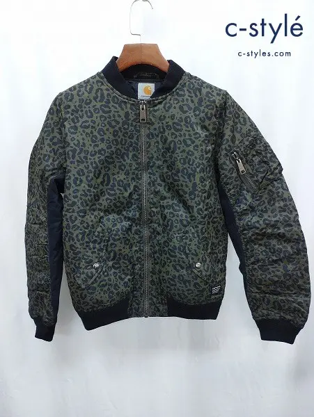carhartt カーハート ジャケット S カーキ×ブラック MA-1 ヒョウ柄