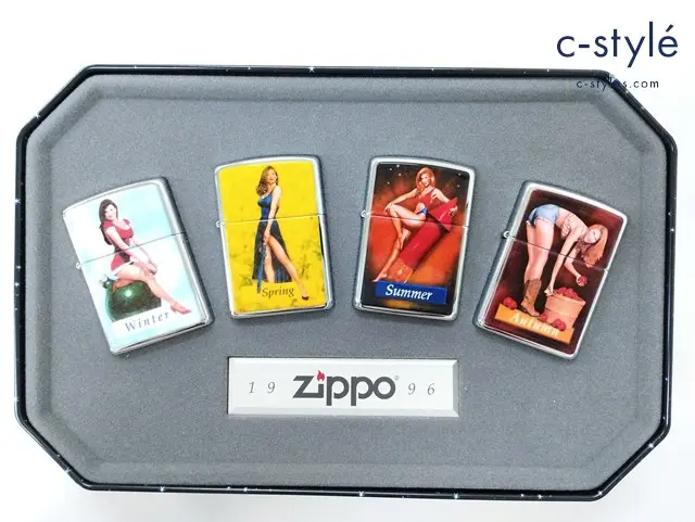 ZIPPO ジッポー オイルライター PINUP girls シルバー ’96 ピンナップガール 4種セット 缶ケース付
