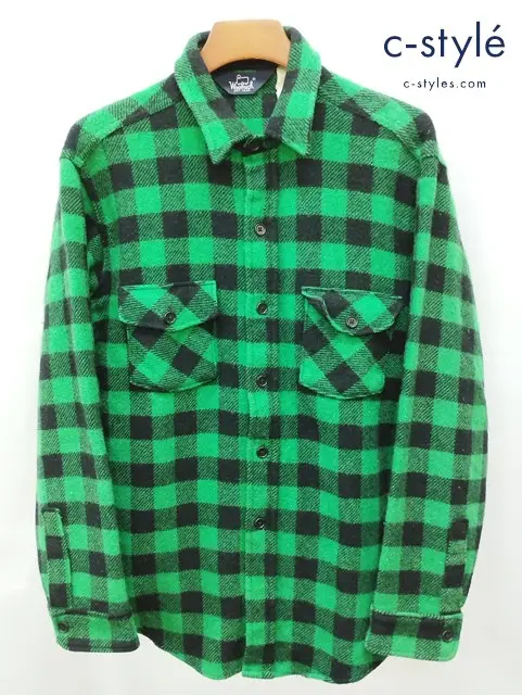 WOOLRICH ウールリッチ バッファローシャツ L グリーン×ブラック チェック柄 USA製