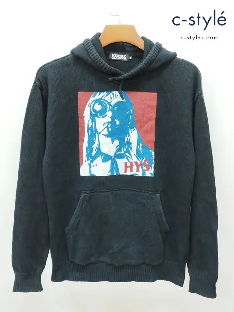 HYSTERIC GLAMOUR ヒステリックグラマー プルオーバーニットパーカー M ブラック系 02183NS07
