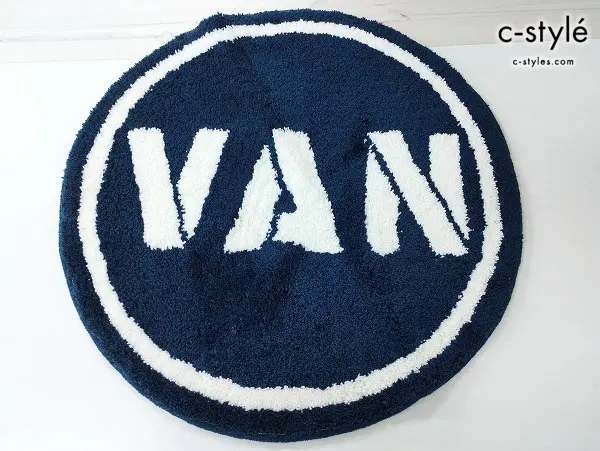 VAN JAC ヴァンヂャケット フロアマット ネイビ-×ホワイト AG-06608 円形 直径60cm
