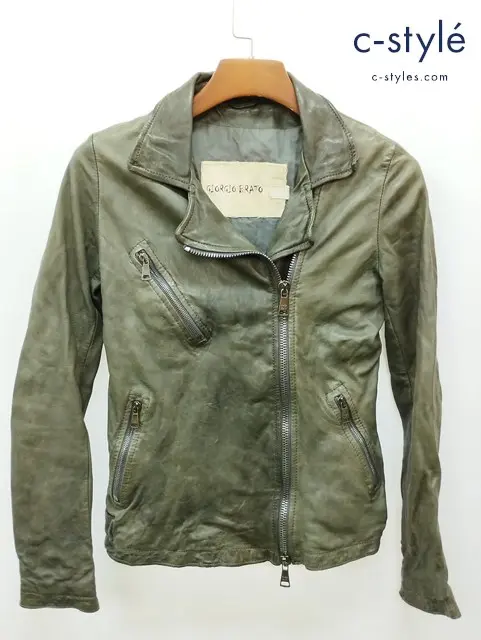 GIORGIO BRATO ジョルジオブラット ダブルライダースジャケット 40 グレー系 965693 ラムレザー レディース