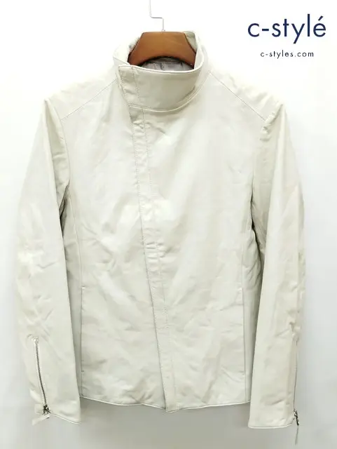 COMME CA MEN コムサメン オフセットフロントライダース M ホワイト系 07-31LW01 ラムレザー