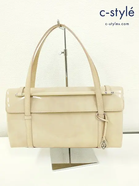 Cartier カルティエ カボション エナメル ハンドバッグ ベージュ NL304778