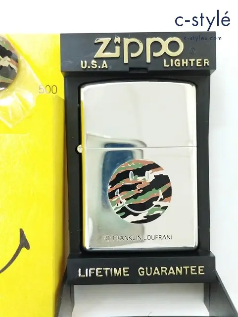 ZIPPO ジッポー オイルライター FRANKLIN LOUFRANI シルバー ’98 SMILE スマイル カモフラ ピンズ付