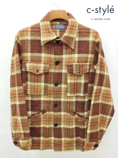 PENDLETON ペンドルトン シャツジャケット M ブラウン系 チェック柄 ウール100% 70s USA製