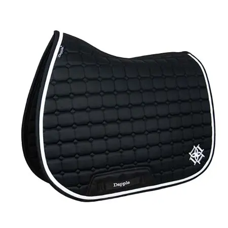ダップルエクエストリアン(Dapple Equestrian) 乗馬 ゼッケン・パッド Black Saddle Pad with White Piping