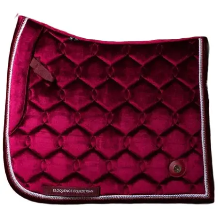 イロクウェンスエクストリアン(Eloquence Equestrian) 乗馬 ゼッケン・パッド ベルベットサドルパッド 馬場用ゼッケン ブラック/ルビーレッド