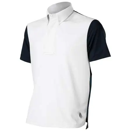 エクイナヴィア(Equinavia) 乗馬 競技用シャツ Haakon Mens Short Sleeved Show Shirt – Navy/White