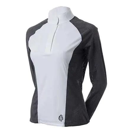 エクイナヴィア(Equinavia) 乗馬 競技用シャツ Sara Womens Perforated Long Sleeved Show Shirt – Black