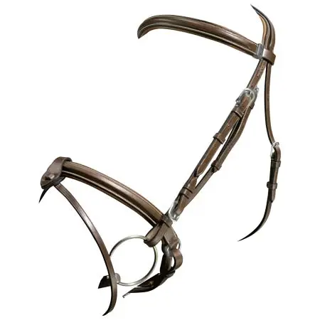 エキップ(Equipe) 乗馬 頭絡 Emporio Crank Noseband Removable Flash Bridle – Brown/Silver