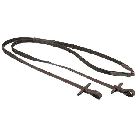 エキップ(Equipe) 乗馬 手綱 Continental Cotton Reins – Brown/Silver
