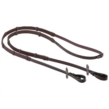 エキップ(Equipe) 乗馬 手綱 Emporio Rubber Grip Leather Taquet Billet Reins – Brown/Silver