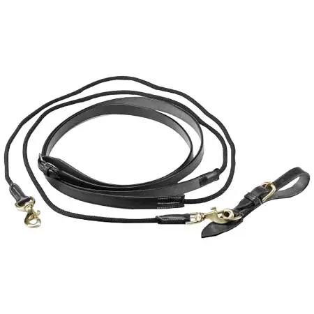 エキップ(Equipe) 乗馬 手綱 Leather and Rope Draw Reins – Black