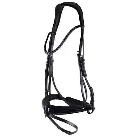エクイターレ(Equitare) 乗馬 頭絡 Shiny Black bridle with supergrip reins