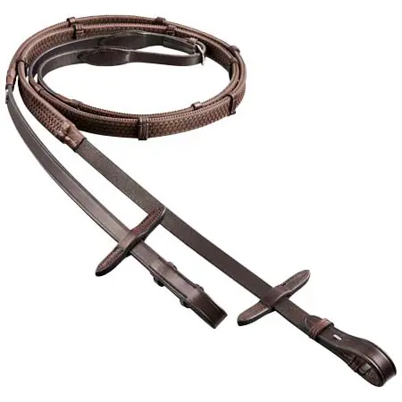 フィネス(Finesse) 乗馬 手綱 Flat Rubber Reins With Stops