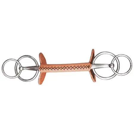 フィンタック(FINNTACK) 乗馬 ハミ Leather Covered Extended Double-ring Straight Driving Bit