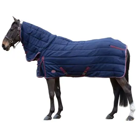 JHL(ジェーエイチエル) 乗馬 馬着 Mediumweight Combo Stable Rug – Navy/Burgundy