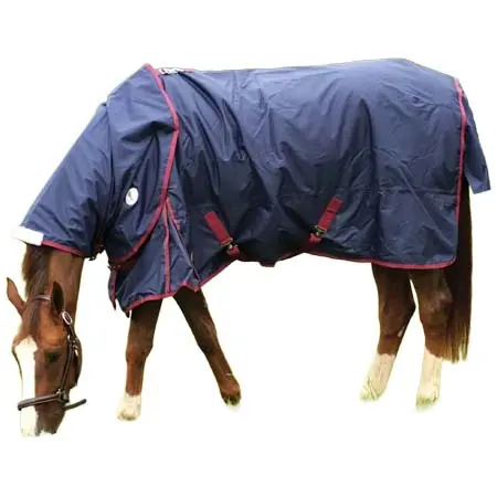 JHL(ジェーエイチエル) 乗馬 馬着 Essential Medium Weight Turnout Rug – Navy/Burgundy