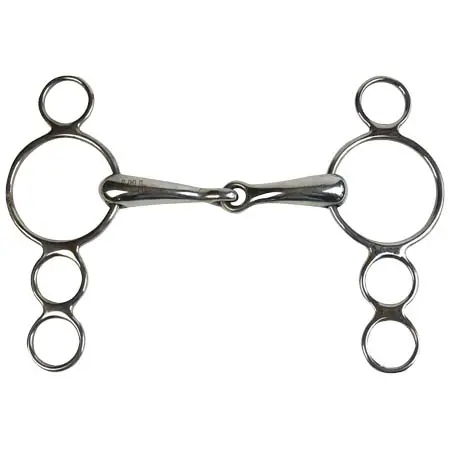 JHL(ジェーエイチエル) 乗馬 ハミ Pro-Steel Continental 3-Ring Jointed Gag Bit