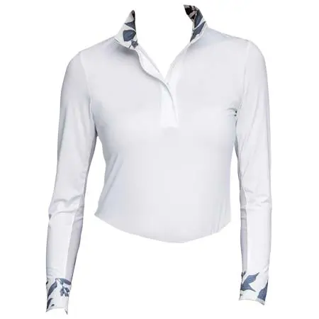 カステルデンマーク(KASTEL DENMARK) 乗馬 競技用シャツ Lithograph Leaf Tailored Long Sleeve White Show Shirt