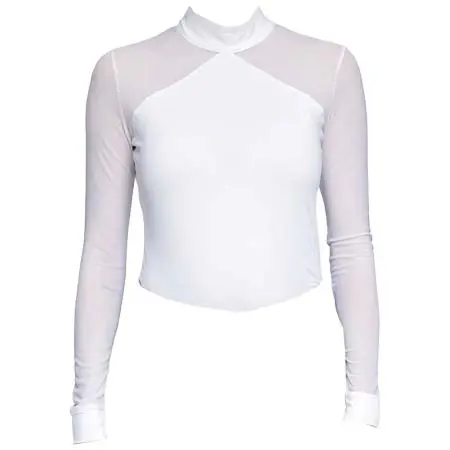 カステルデンマーク(KASTEL DENMARK) 乗馬 競技用シャツ White & White Elegant Power Mesh Long Sleeve Show Shirt