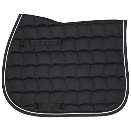 エルジェイレザーズ(LJ Leathers) 乗馬 ゼッケン・パッド Zadeldek zwart / zwart en witte koordbies