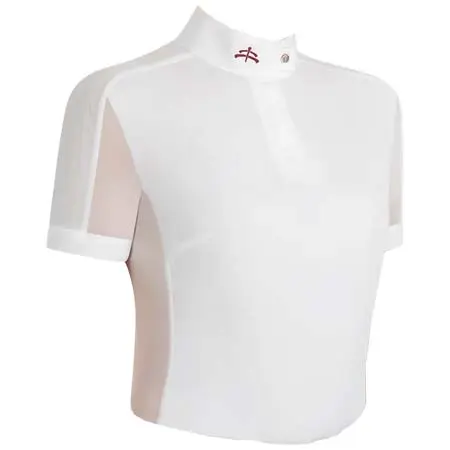 メイクビー(makeBe) 乗馬 競技用シャツ Ladies polo mod. ROSA with breathable insert White-White / White-Blue