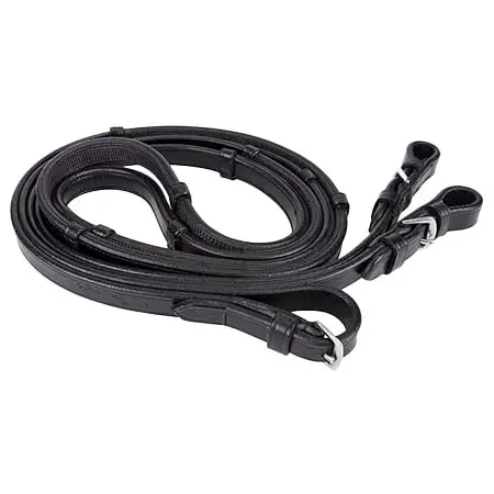 マルセルトゥールーズ(Marcel Toulouse) 乗馬 手綱 Marcel Toulouse Platinum Rubber Lined Leather Dressage Reins with Buckle Ends