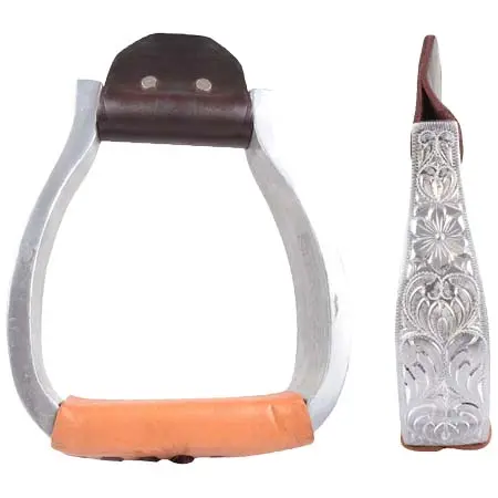 マーティンサドラリー(Martin Saddlery) 乗馬 鐙・鐙革 Aluminum Engraved Bell Stirrup, 1.5-inch