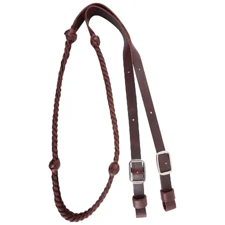 マーティンサドラリー(Martin Saddlery) 乗馬 手綱 Braided 5-Strand Barrel Rein with Knots 7/8-inch Thick Buckle Ends