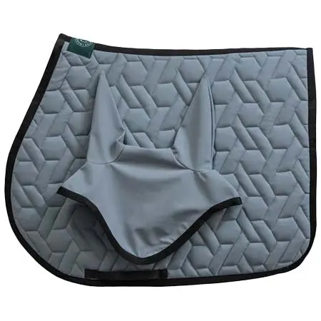 マスケローニセレリア(MASCHERONI SELLERIA) 乗馬 ゼッケン・パッド GREY MATCHING SADDLE PAD & EAR BONNET SET – MASCHERONI SELLERI