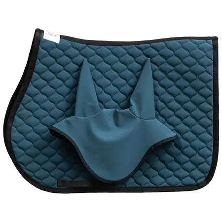 マスケローニセレリア(MASCHERONI SELLERIA) 乗馬 ゼッケン・パッド MATCHING SADDLE PAD & EAR BONNET SET PETROL – MASCHERONI SELLERIA