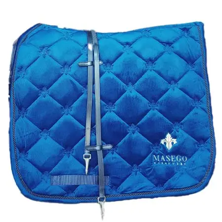 マセゴ(Masego) 乗馬 ゼッケン・パッド Royal blue velvet dressage saddle pad