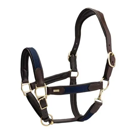 ミセスロス(Mrs. Ros) 乗馬 頭絡 Brown & Navy Deluxe Leather Halter