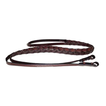 ナンファイナー(Nunn Finer) 乗馬 手綱 Rubber Lined Fancy Stitched Lace Reins