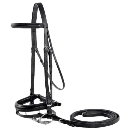 パリタック(Paris Tack) 乗馬 頭絡 Paris Tack Dressage Crank Bridle with Flash and Rubber Reins