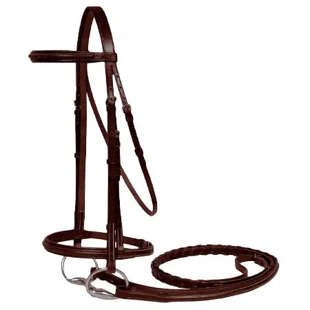 パリタック(Paris Tack) 乗馬 頭絡 Paris Tack Padded Raised Leather English Schooling Bridle with Laced Reins